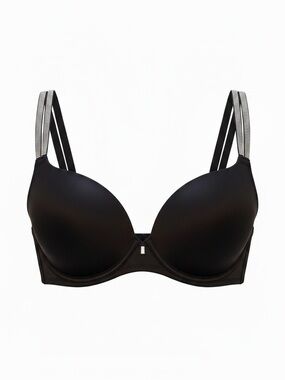 Victoria’s Secret Black Push-Up Bra Rhinestone-Embellished Straps 34B